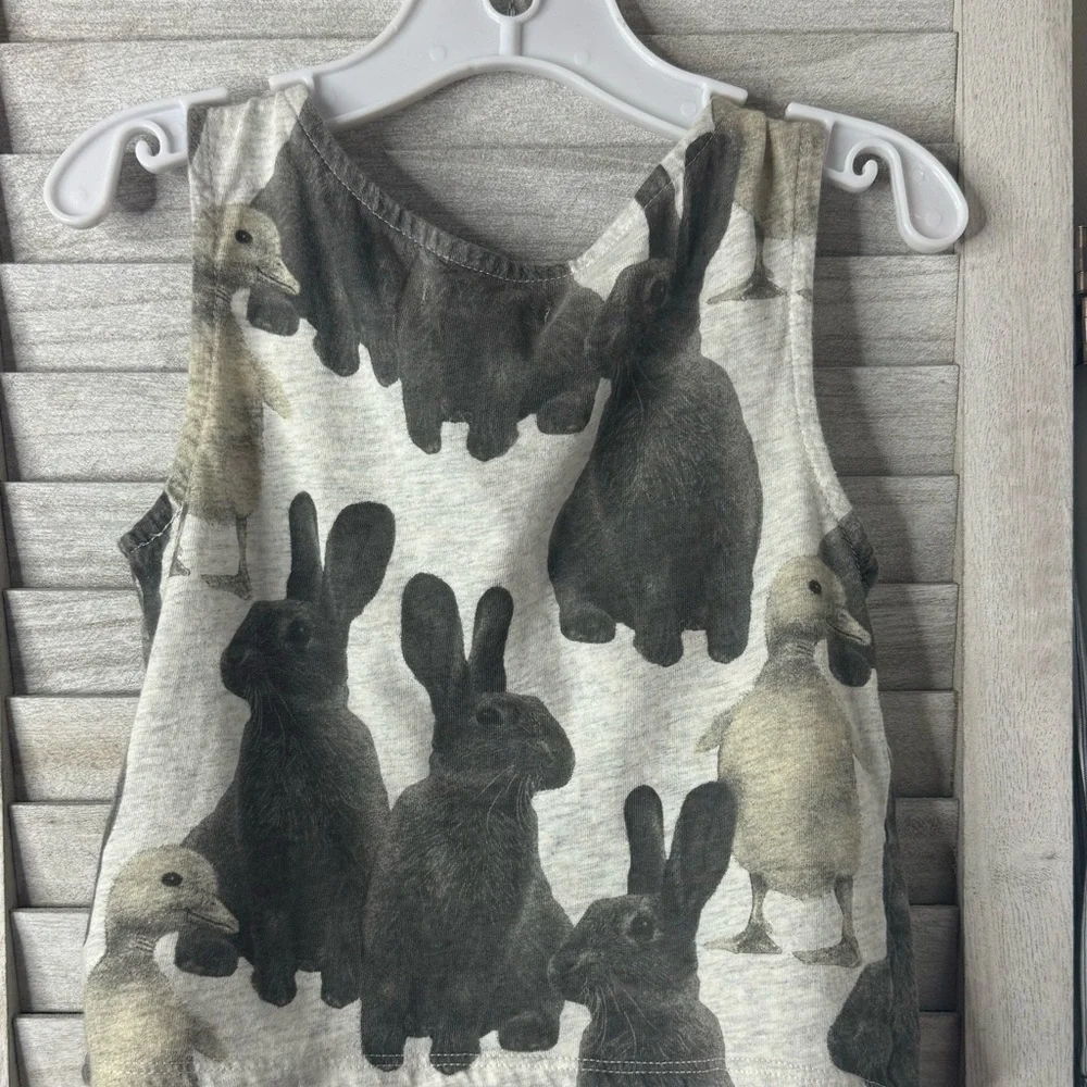 GAP Kids Bunny Rabbit Graphic Tank Top Girls Size 4/5 Small Woodland Cute